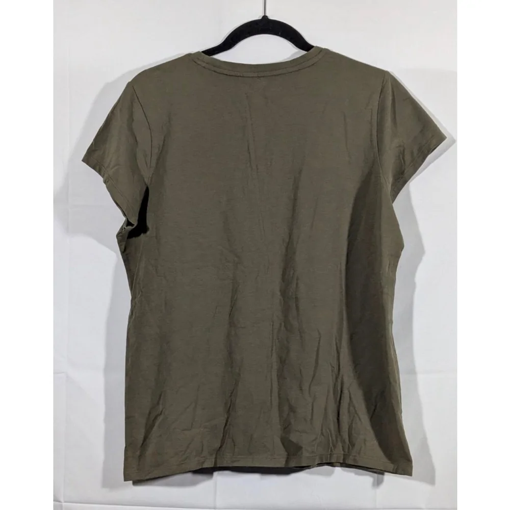 Calvin Klein Olive Rhinestone Logo T-Shirt Size Large - Picture 2 of 3